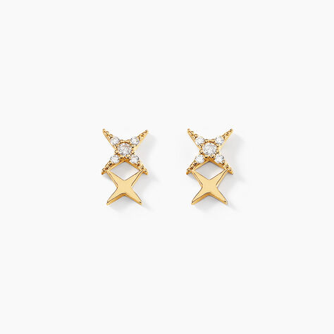 Boucles D'oreilles Puces Lumiere Or Jaune Oxyde De Zirconium - Puces Femme | Marc Orian