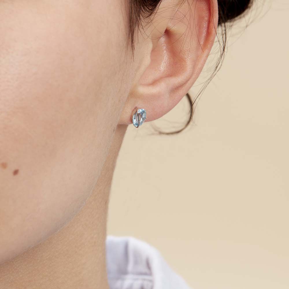 Boucles D'oreilles Puces Prudencia Or Blanc Topaze - Puces Femme | Marc Orian