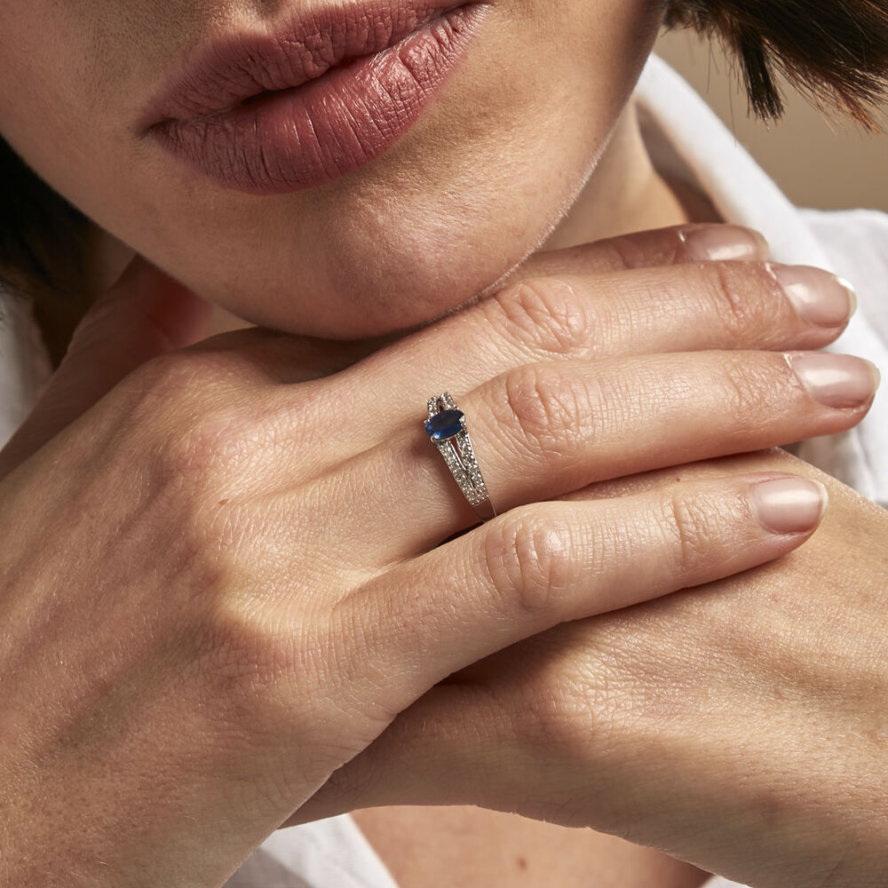 Bague Carlton Or Blanc Saphir Diamant - Solitaires Femme | Marc Orian