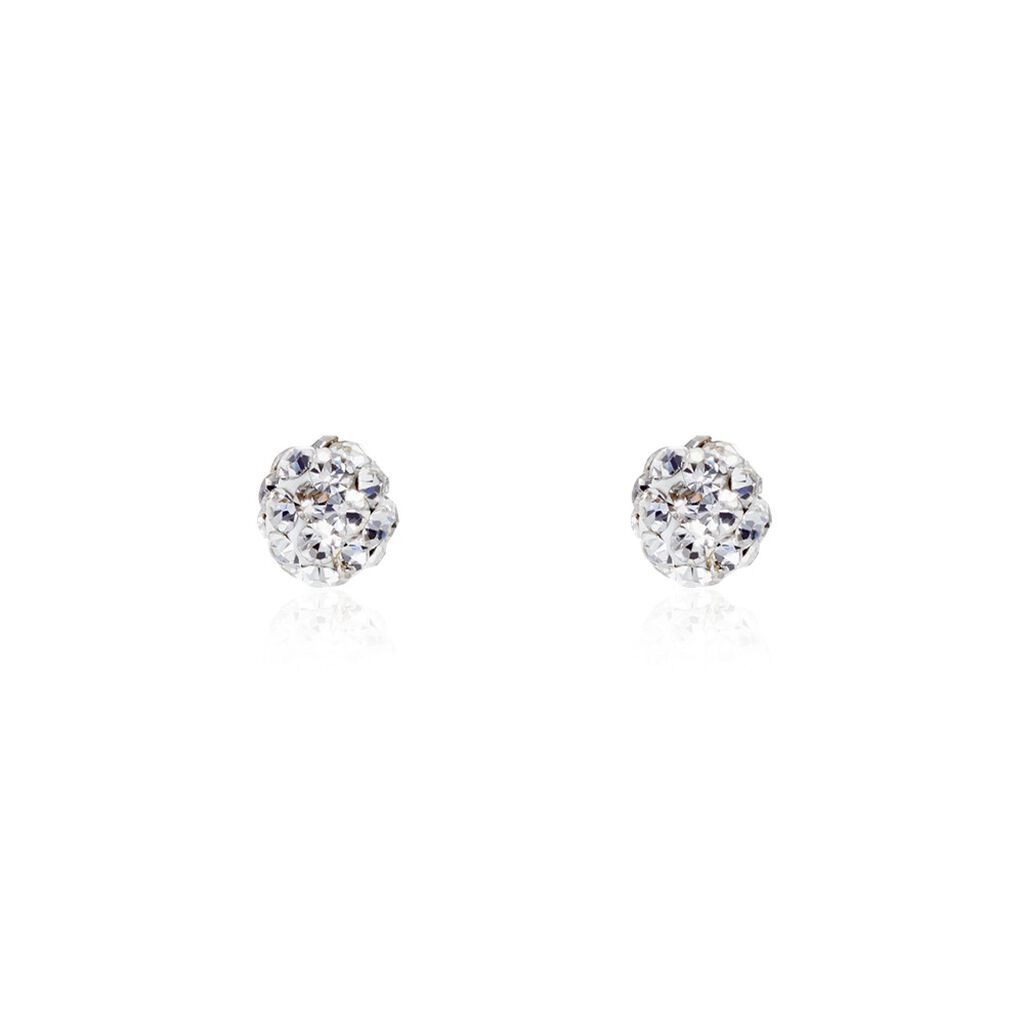Boucles D'oreilles Puces Fidelia Boule Or Jaune Boules Cristal - Puces Femme | Marc Orian