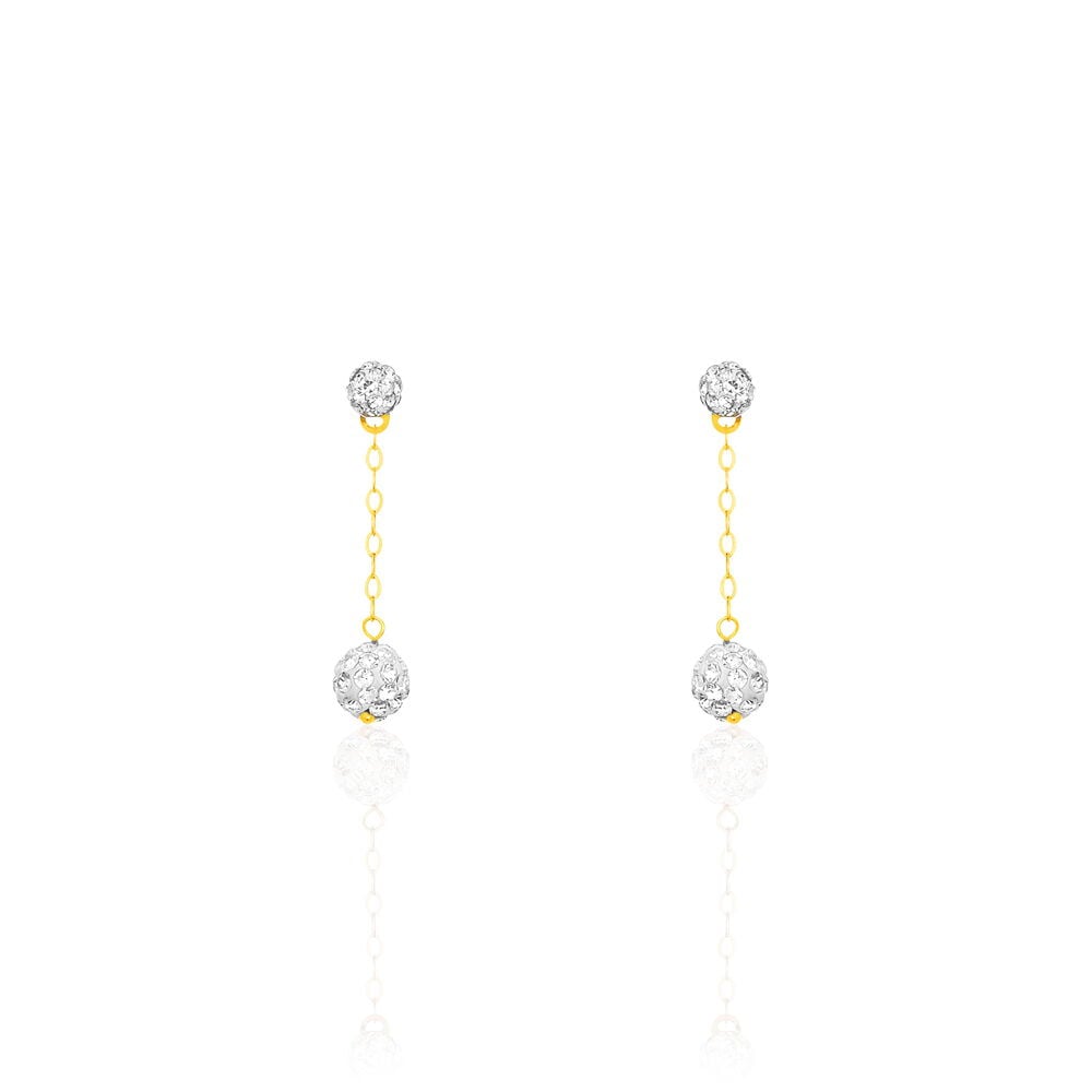 Boucles D'oreilles Pendantes Athena Or Jaune Strass - Pendantes Femme | Marc Orian