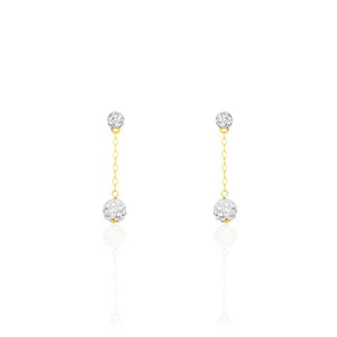 Boucles D'oreilles Pendantes Athena Or Jaune Strass - Pendantes Femme | Marc Orian