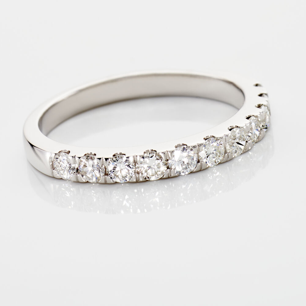 Demi Alliance Pristina Or Blanc Diamant Synth&eacute;tique - Alliances avec pierres Femme | Marc Orian