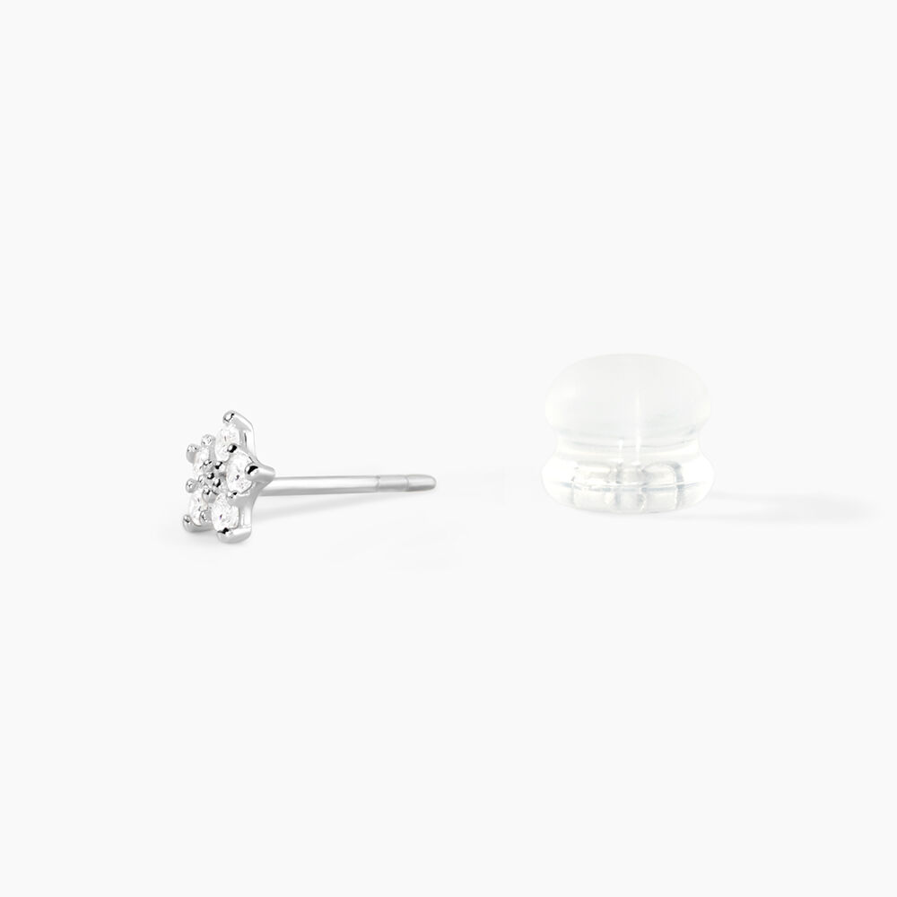 Boucles D'oreilles Puces Elais Etoile Or Blanc Oxyde De Zirconium - Puces Famille | Marc Orian