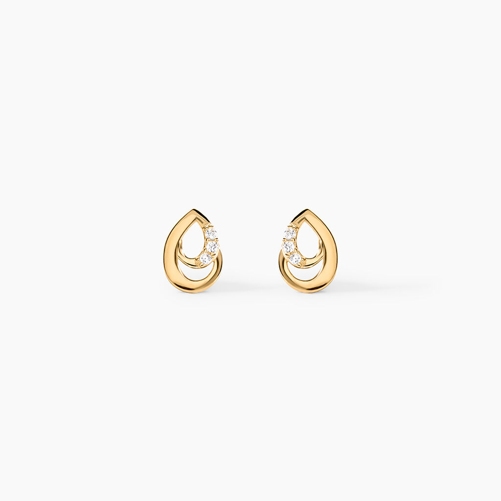 Boucles D'oreilles Puces Helie Goutte Or Jaune Oxyde De Zirconium - Puces Femme | Marc Orian