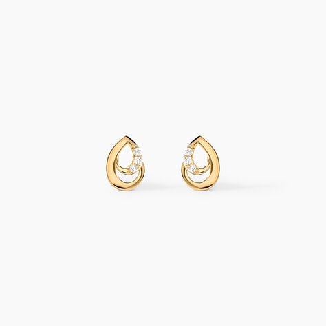 Boucles D'oreilles Puces Helie Goutte Or Jaune Oxyde De Zirconium - Puces Femme | Marc Orian