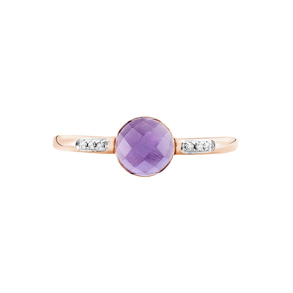 Bague Bonbon Or Rose Amethyste Et Oxyde De Zirconium - Bagues pierres fines Femme | Marc Orian