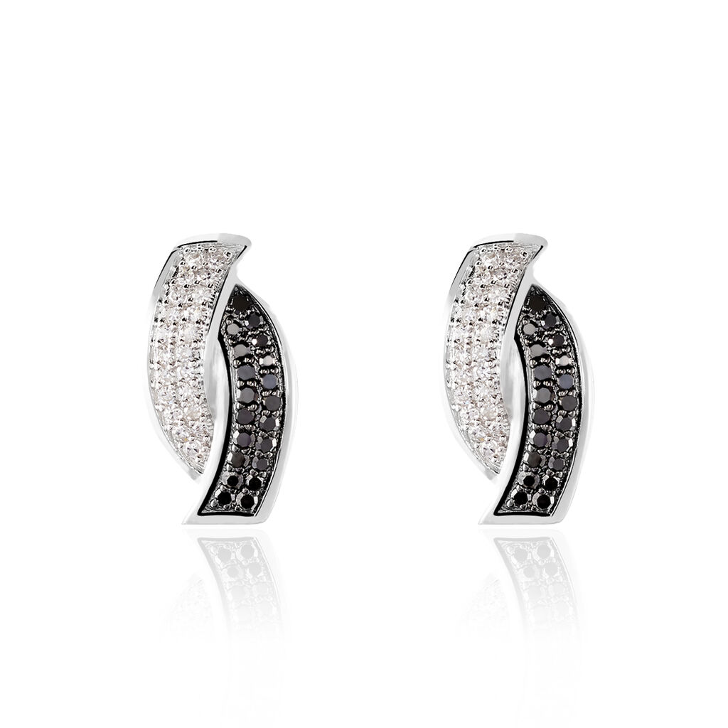 Boucles D'oreilles Puces Oia Or Blanc Diamant - Boucles d'oreilles pierres précieuses Femme | Marc Orian