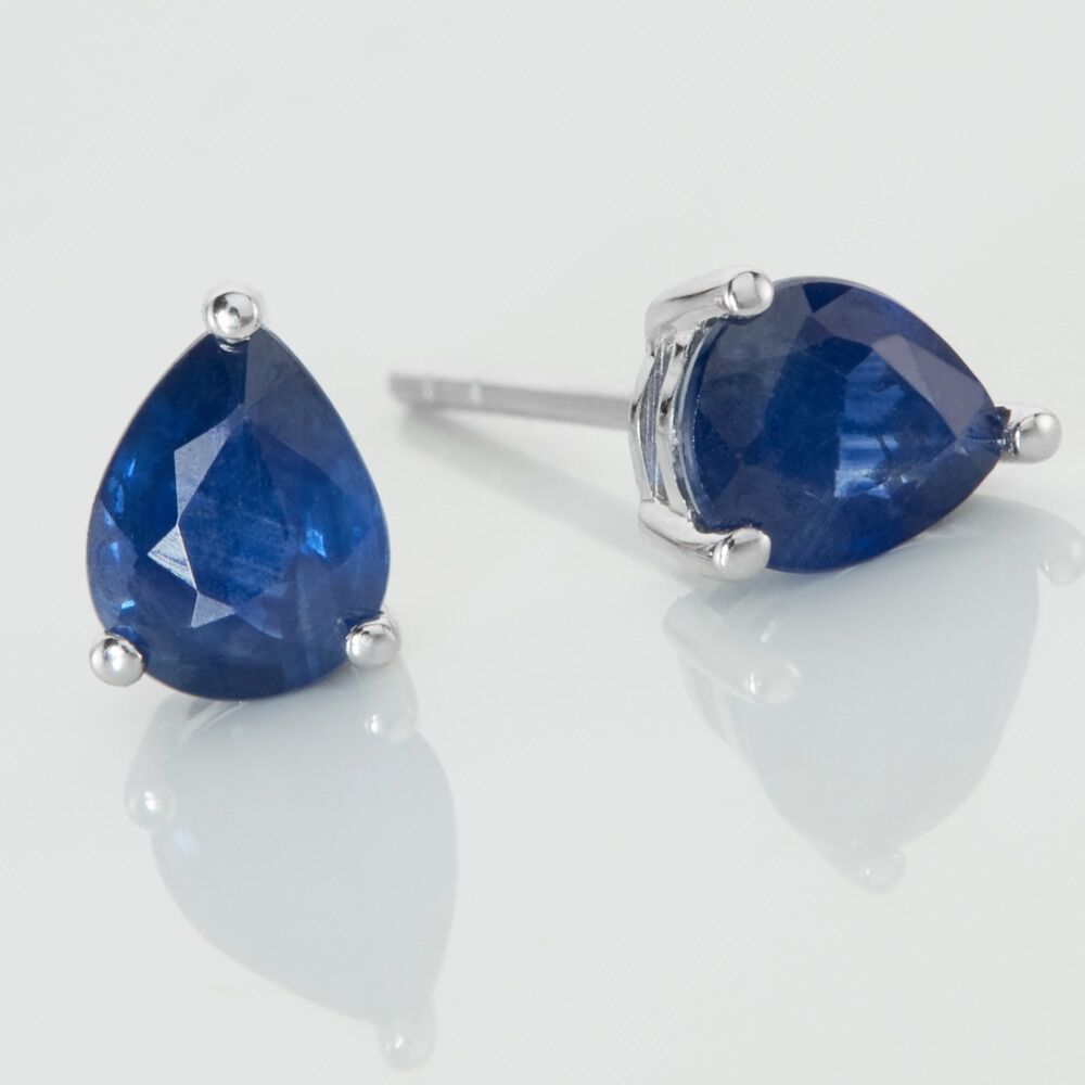 Boucles D'oreilles Puces Or Blanc Isador Saphir - Puces Femme | Marc Orian