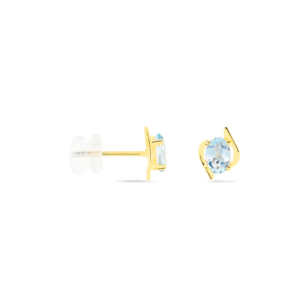 Boucles D'oreilles Puces Vrille Ovale Or Jaune Topaze - Puces Femme | Marc Orian