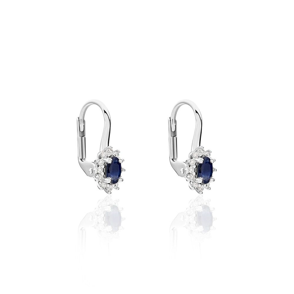 Boucles D'oreilles Pendantes Vladimir Or Blanc Saphir Diamant -  Femme | Marc Orian