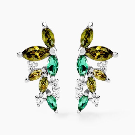 Boucles D'oreilles Puces Gardenia Crown Argent Blanc Oxyde Zirconium - Puces Femme | Marc Orian