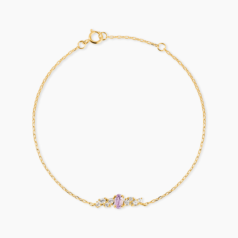 Bracelet Celeste Or Jaune Am&eacute;thyste Oxyde De Zirconium - Bracelets cha&icirc;nes Femme | Marc Orian