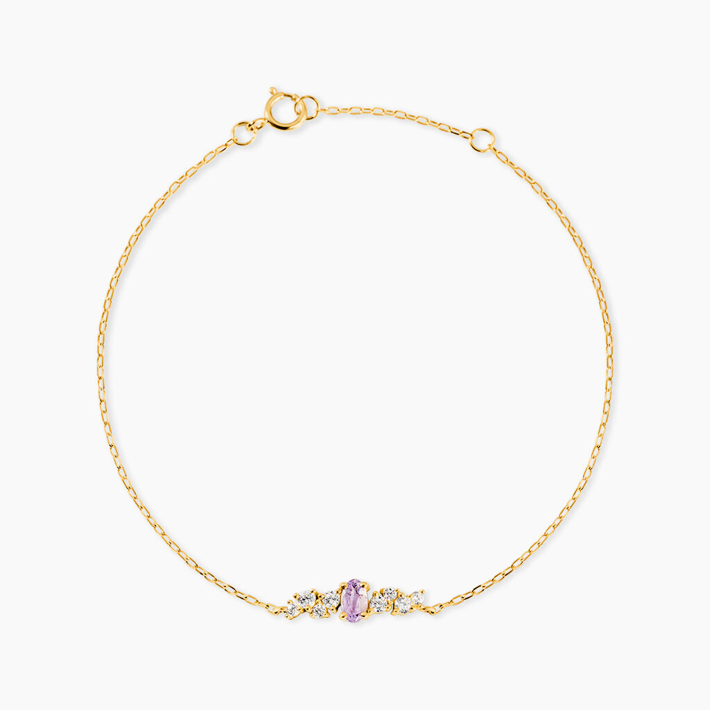 Bracelet Celeste Or Jaune Am&eacute;thyste Oxyde De Zirconium - Bracelets cha&icirc;nes Femme | Marc Orian