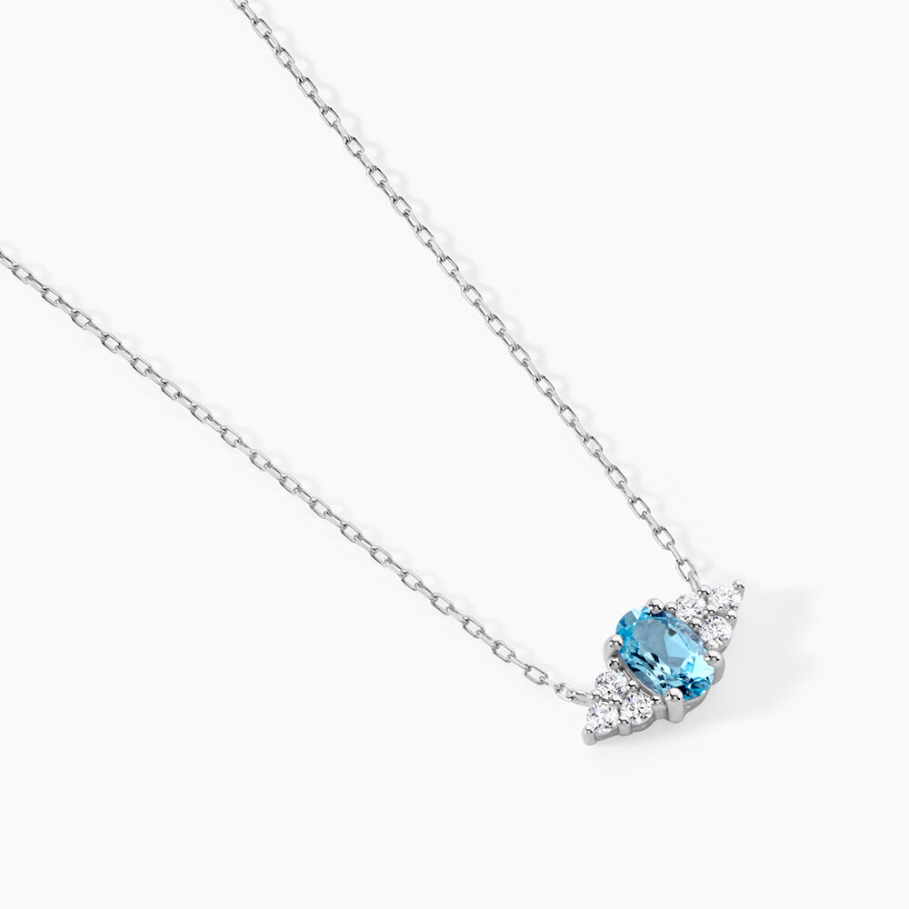 Collier Diapre Or Blanc Topaze Oxyde De Zirconium - Colliers avec pierres Femme | Marc Orian