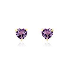 Boucles D'oreilles Puces Salona Or Jaune Amethyste Violet - Clous d'oreilles Femme | Marc Orian
