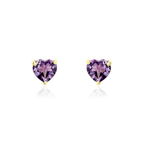 Boucles D'oreilles Puces Salona Or Jaune Amethyste Violet - Clous d'oreilles Femme | Marc Orian