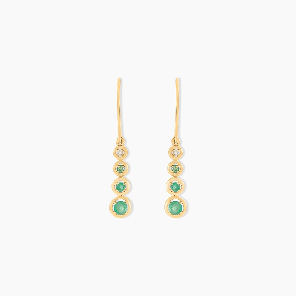 Boucles D'oreilles Pendantes Josephine Or Jaune Emeraude - Pendantes Femme | Marc Orian