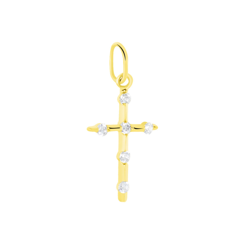 Pendentif Canice Croix Or Jaune Oxyde De Zirconium - Pendentifs Famille | Marc Orian