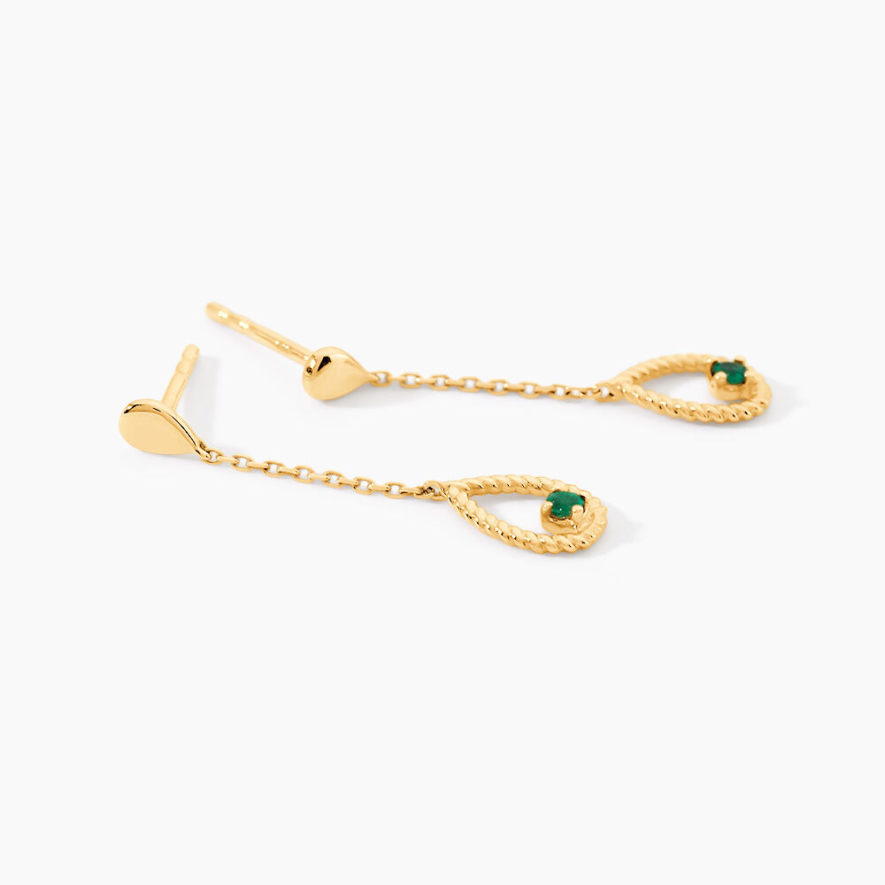Boucles D'Oreilles Pendantes Djamel Or Jaune Emeraude - Pendantes Femme | Marc Orian