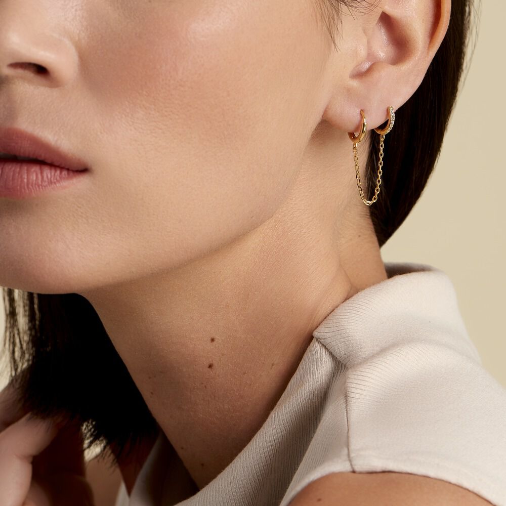 Boucle D'oreille Unitaire Plaqu&eacute; Or Thed Oxydes De Zirconium - Piercings d'oreilles Femme | Marc Orian