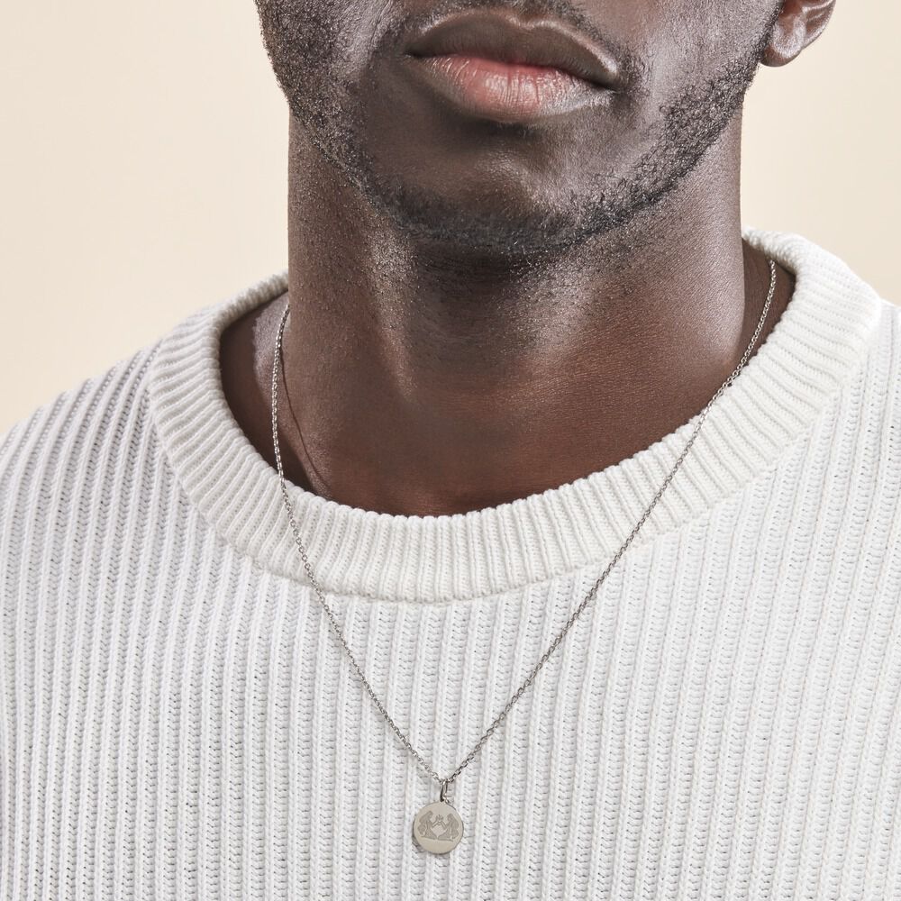 Pendentif Zodiaque Rond Argent Blanc - Bijoux personnalisés Famille | Marc Orian