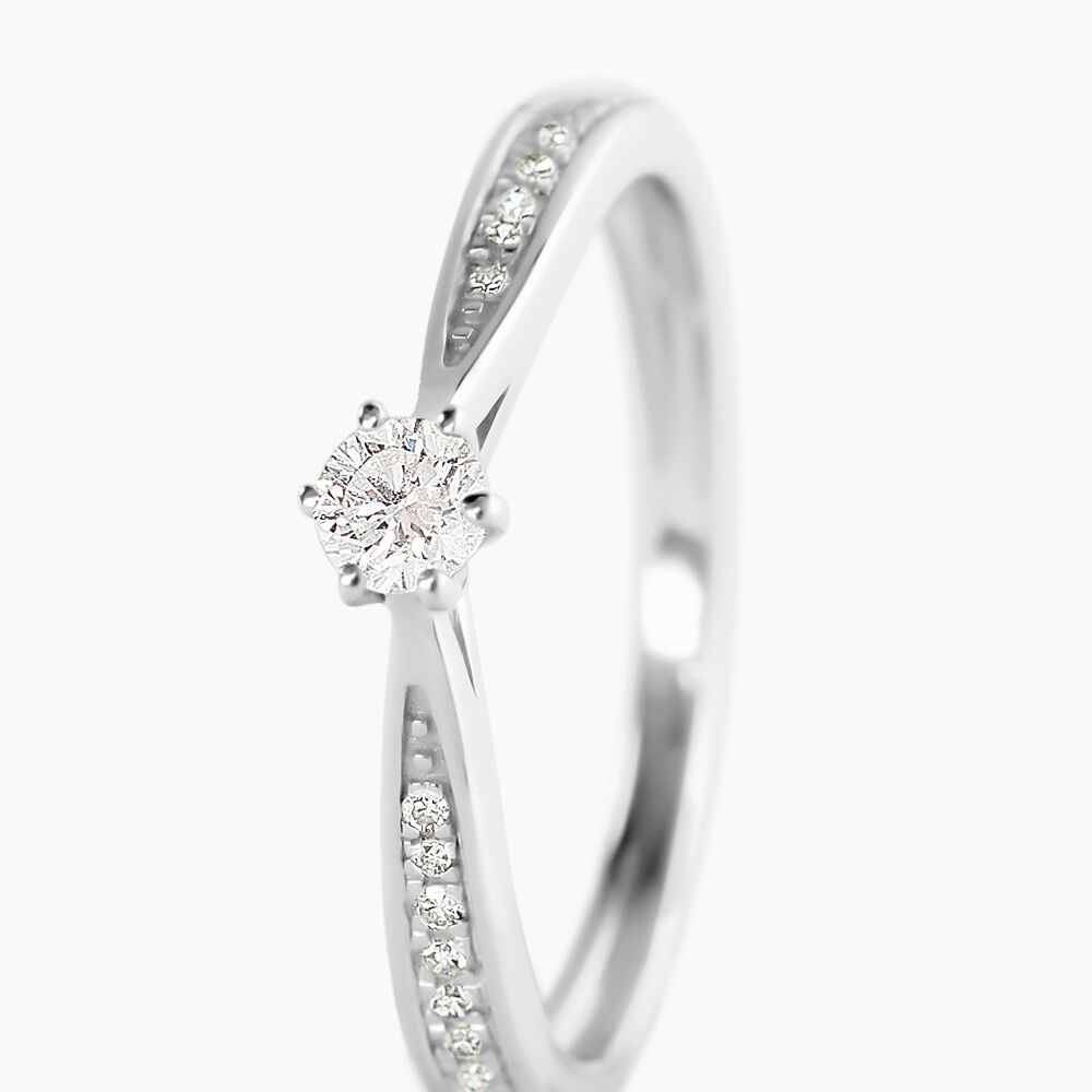 Bague Solitaire Symphonie Or Blanc Diamant - Parures de mariage Femme | Marc Orian