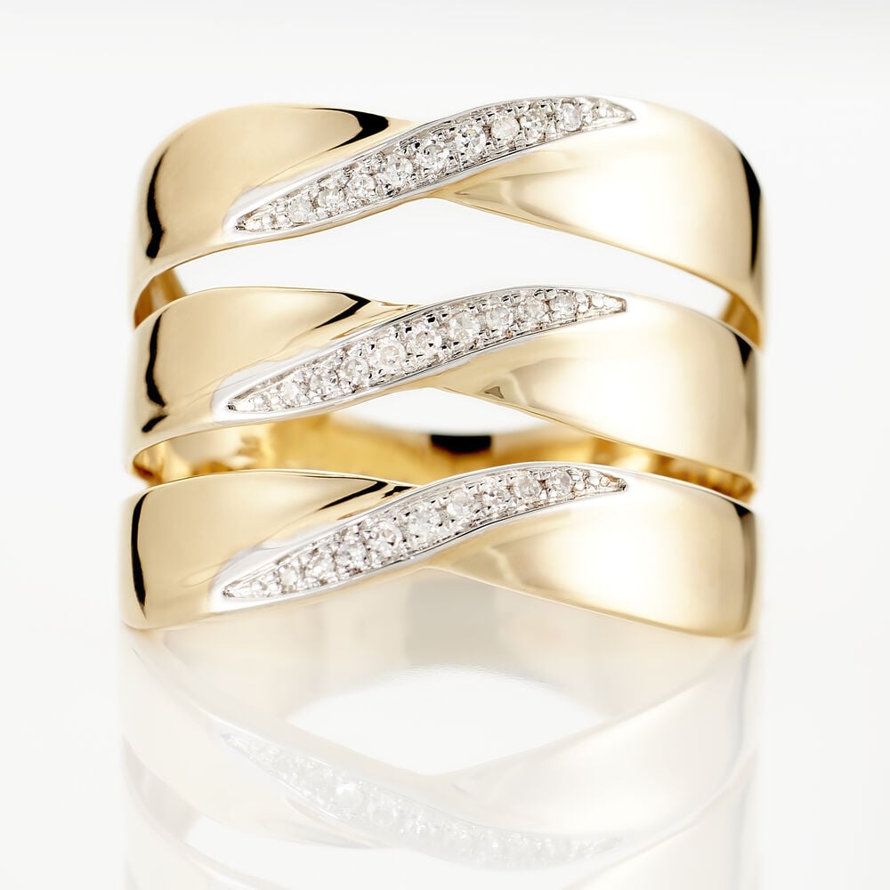 Bague Catharine 3 Rangs Or Jaune Diamant - Bagues pierres pr&eacute;cieuses Femme | Marc Orian