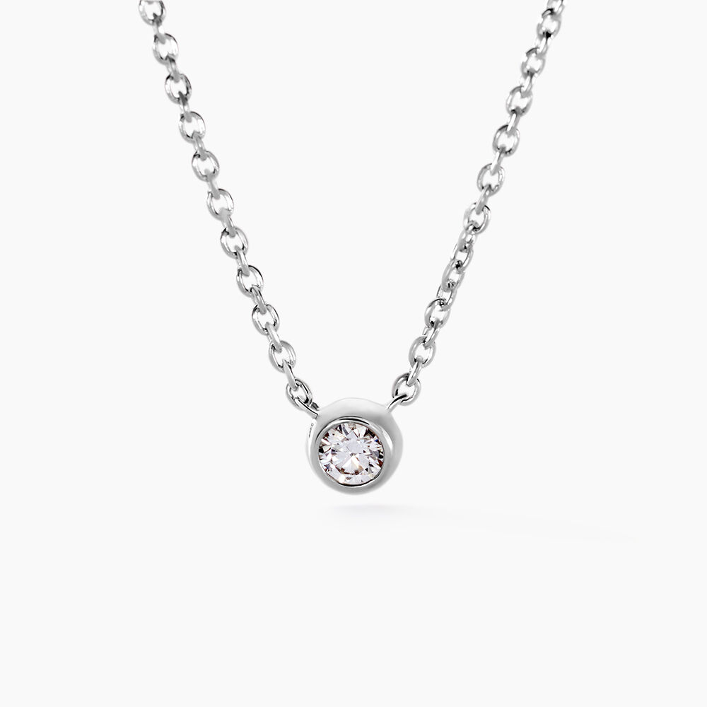Collier Lysana Argent Blanc Diamant Synthétique - Colliers solitaires Femme | Marc Orian