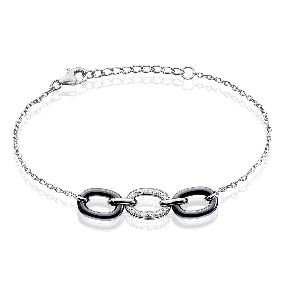 Bracelet Eulalie Argent Blanc Céramique Et Oxyde De Zirconium - Bracelets chaînes Femme | Marc Orian
