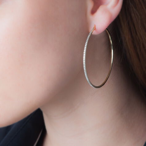 Créoles Tyhana Fil Carre Or Jaune Strass - Boucles d'oreilles Créoles Femme | Marc Orian