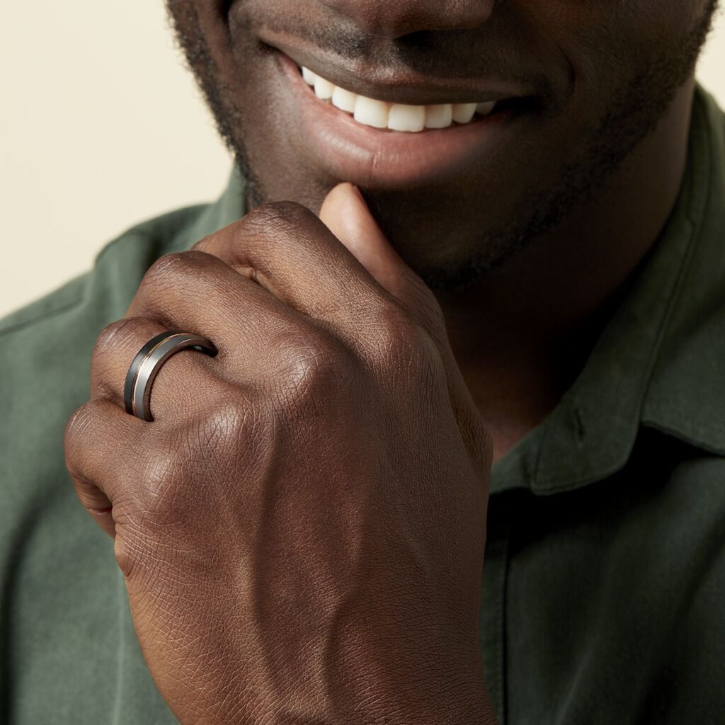 Bague Jourdan Echo Tungstene Tricolore Blanc / Rose / Noir - Bagues Homme | Marc Orian