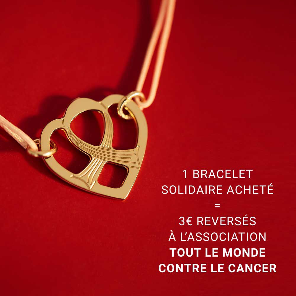 Bracelet Solidaire Lutte Contre Le Cancer Laiton Dor&eacute; - Bracelets cordons Femme | Marc Orian
