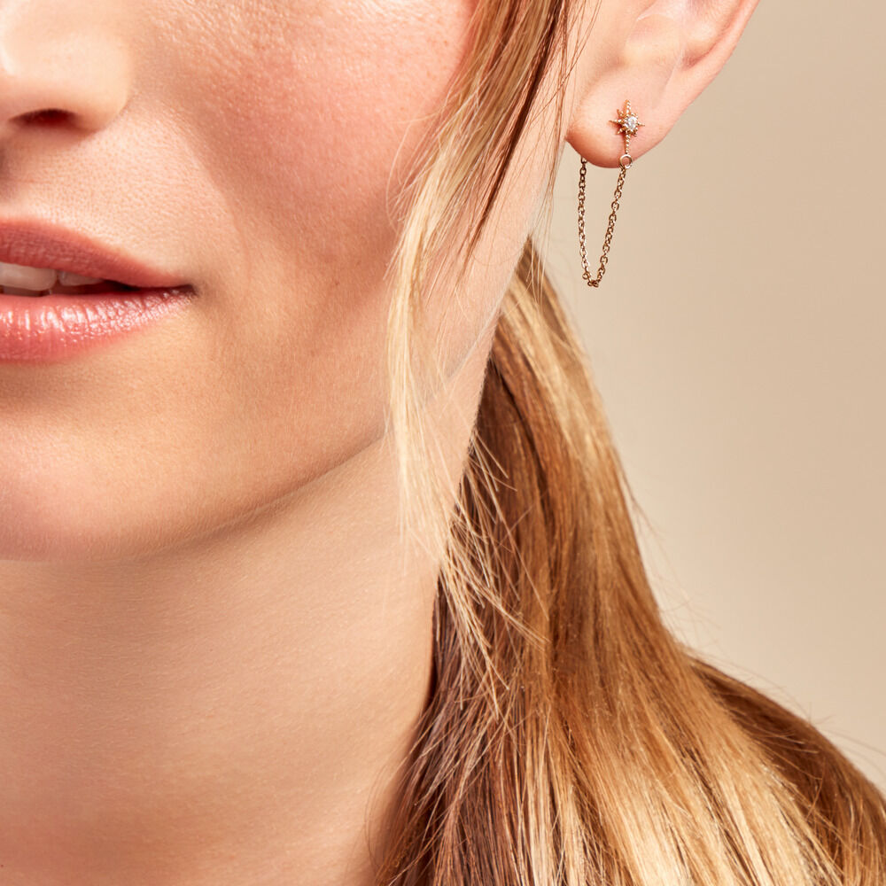 Boucles D'oreilles Pendantes Acier Doré Oxyde De Zirconium - Pendantes Femme | Marc Orian