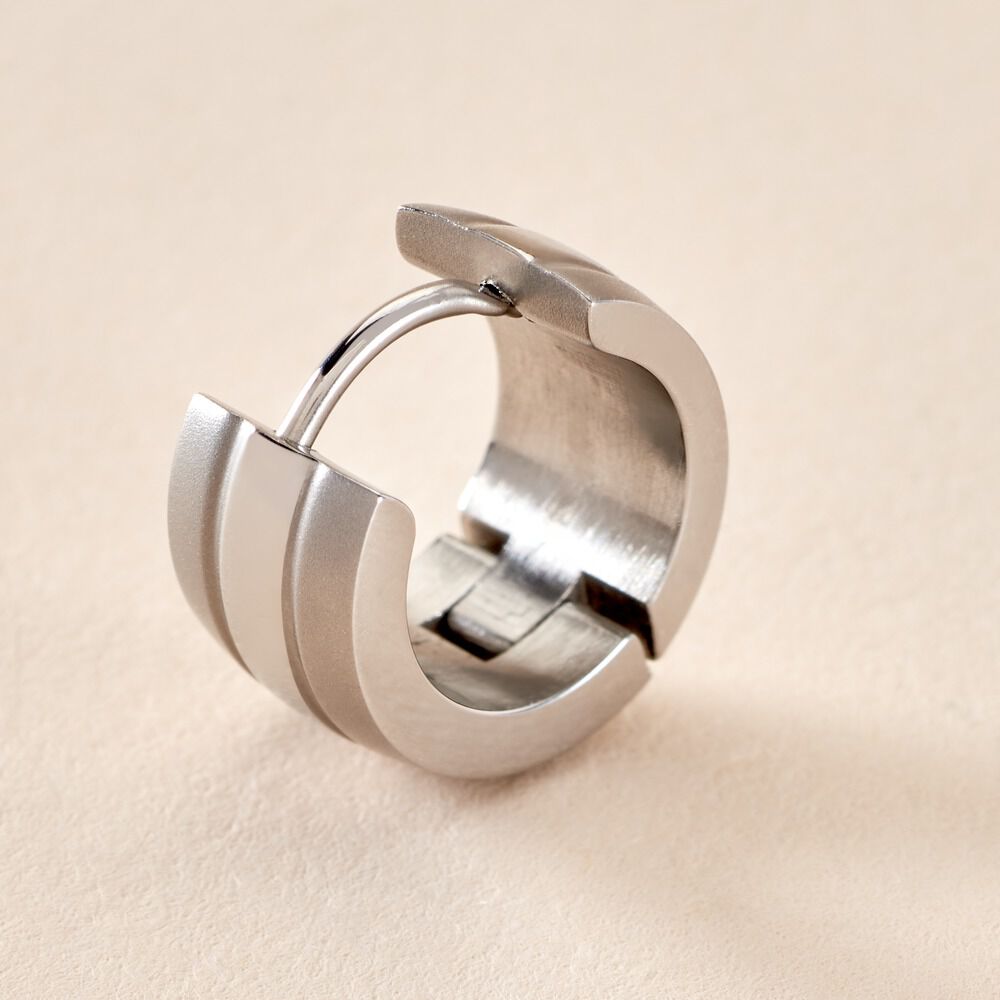 Boucles d’oreilles Acier Homme Carré et Carbone Blanc | L'Horloger De Vern