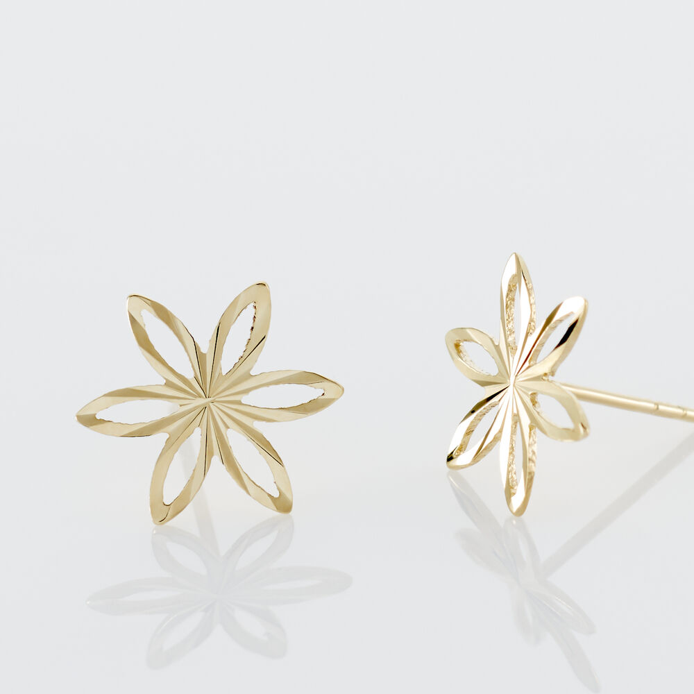 Boucles D'oreilles Puces Fadia Fleur Or Jaune - Puces Femme | Marc Orian