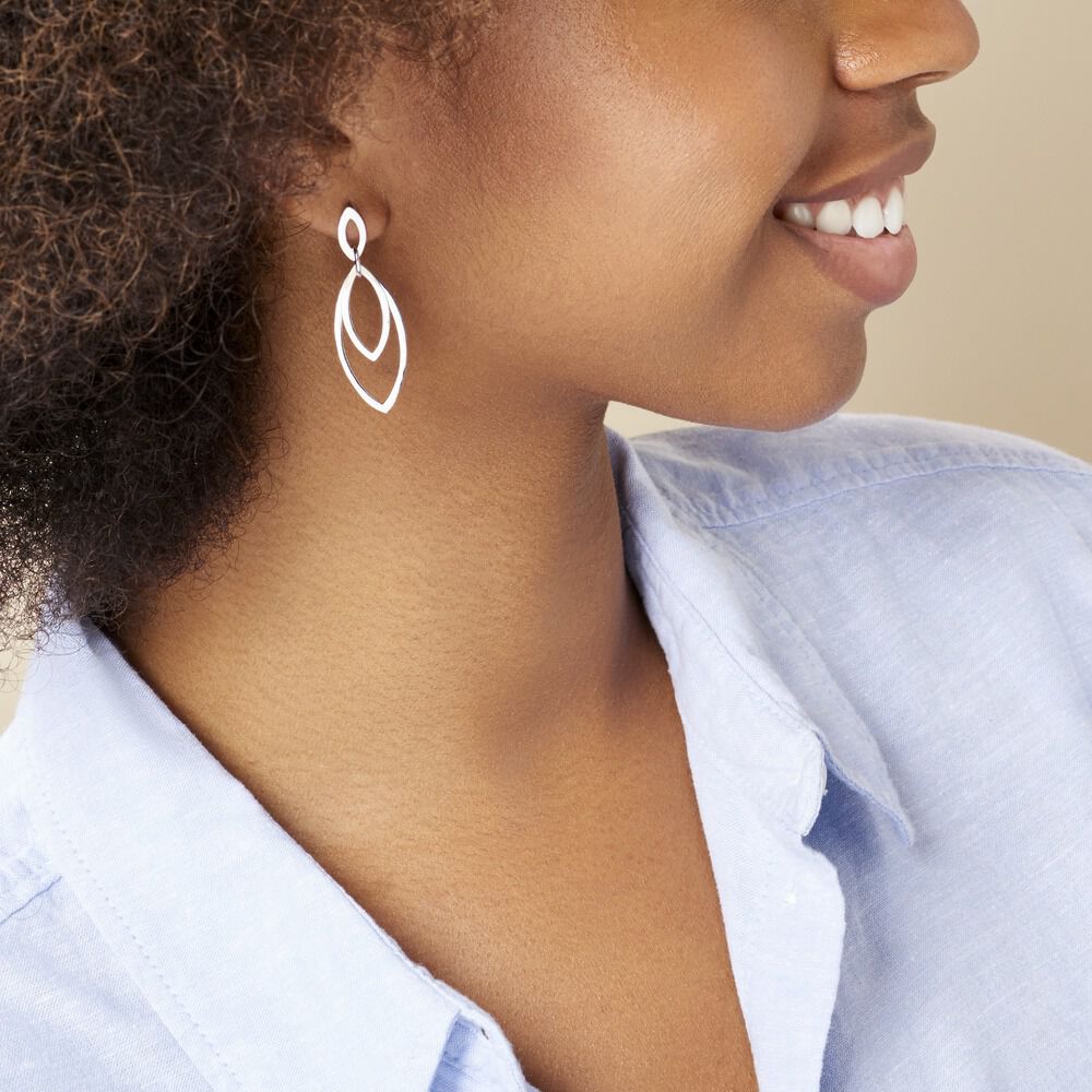 Boucles D'oreilles Pendantes Toupie Argent Blanc - Pendantes Femme | Marc Orian