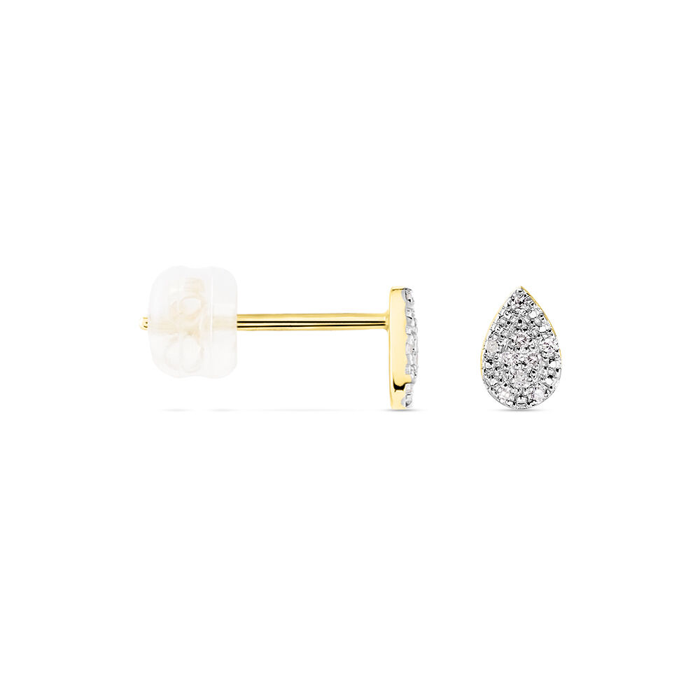 Boucles D'oreilles Puces Pear C Or Jaune Diamant - Puces Femme | Marc Orian