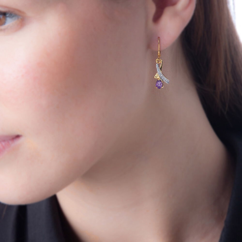 Boucles D'oreilles Pendantes Dyanah Plaque Or Jaune Oxyde De Zirconium - Pendantes Femme | Marc Orian