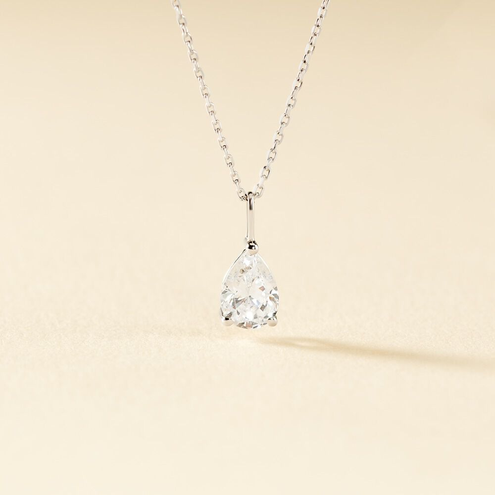 Collier Goutte Or Blanc Oxyde De Zirconium - Colliers avec pierres Femme | Marc Orian
