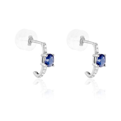 Boucles D'oreilles Puces Barrett Or Blanc Saphir Diamant - Boucles d'oreilles Créoles Femme | Marc Orian