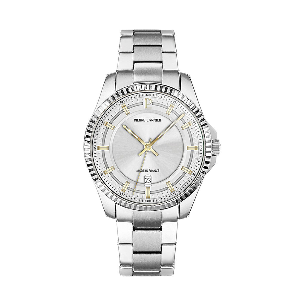 Montre Pierre Lannier Lannier Metropolitain 40 Argent&eacute; - Montres &eacute;tanches Homme | Marc Orian