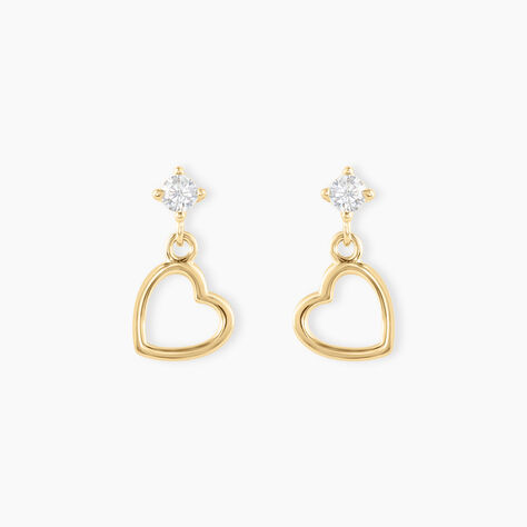 Boucles D'oreilles Pendantes Euria C&oelig;ur Or Jaune - Pendantes Femme | Marc Orian