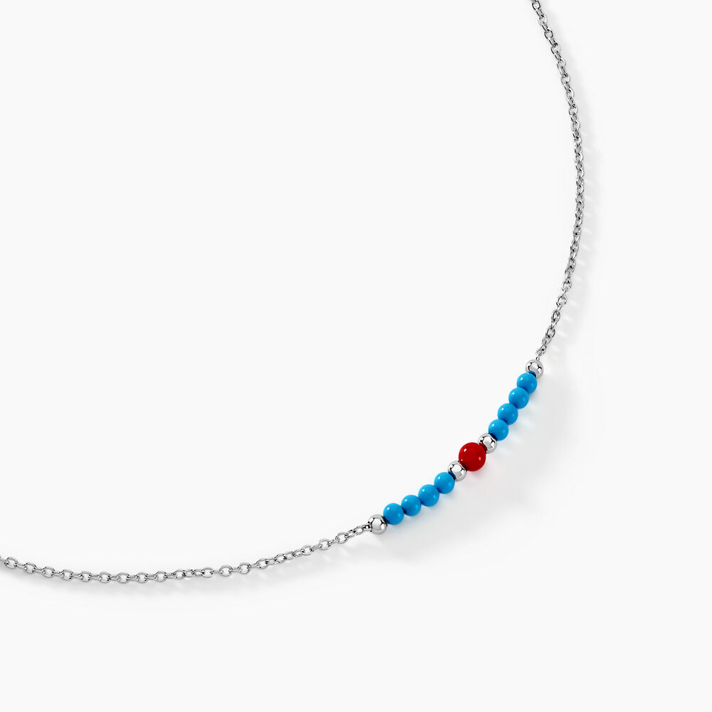 Collier Behati Argent Blanc Corail Turquoise - Colliers avec pierres Femme | Marc Orian