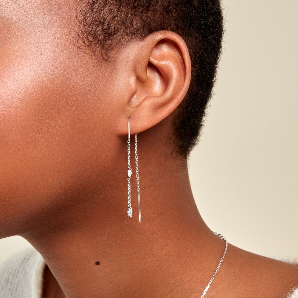 Boucles D'oreilles Pendantes Garsha Argent Blanc Oxyde De Zirconium - Pendantes Femme | Marc Orian