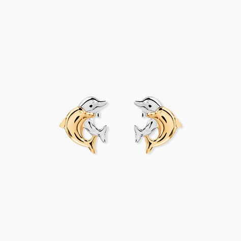 Boucles D'oreilles Puces Fulvie Double Dauphins Or Bicolore - Puces Femme | Marc Orian