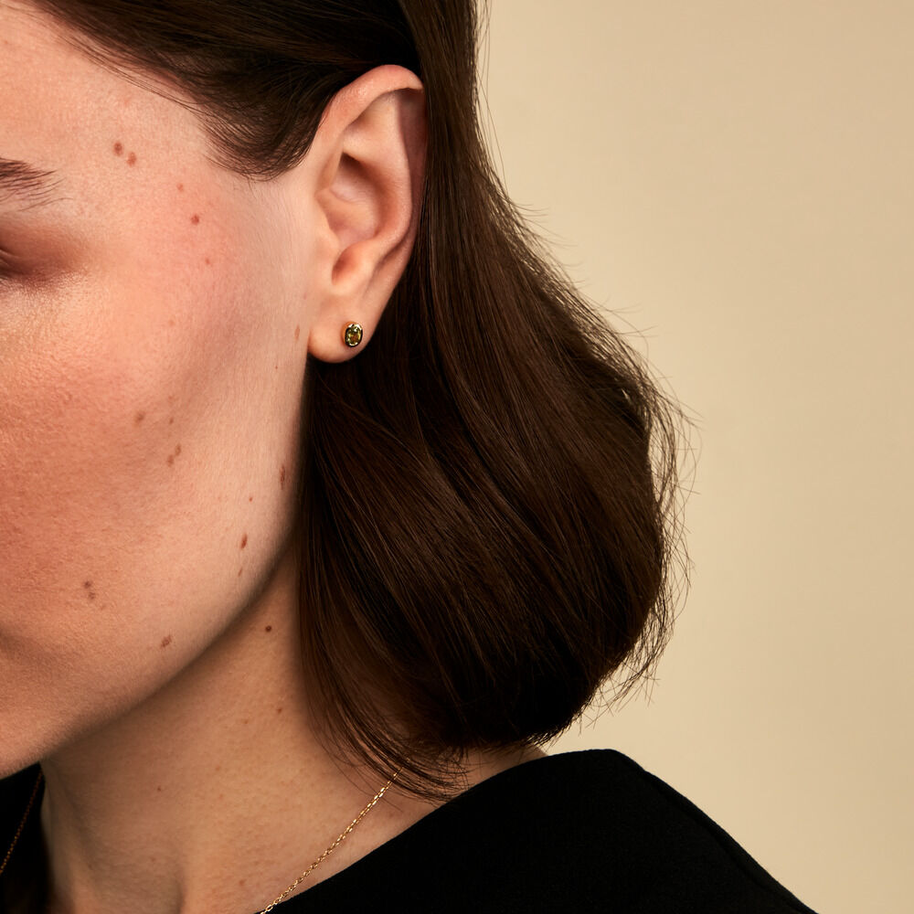 Boucles D'Oreilles Puces Poem Argent Jaune P&eacute;ridot - Puces Femme | Marc Orian