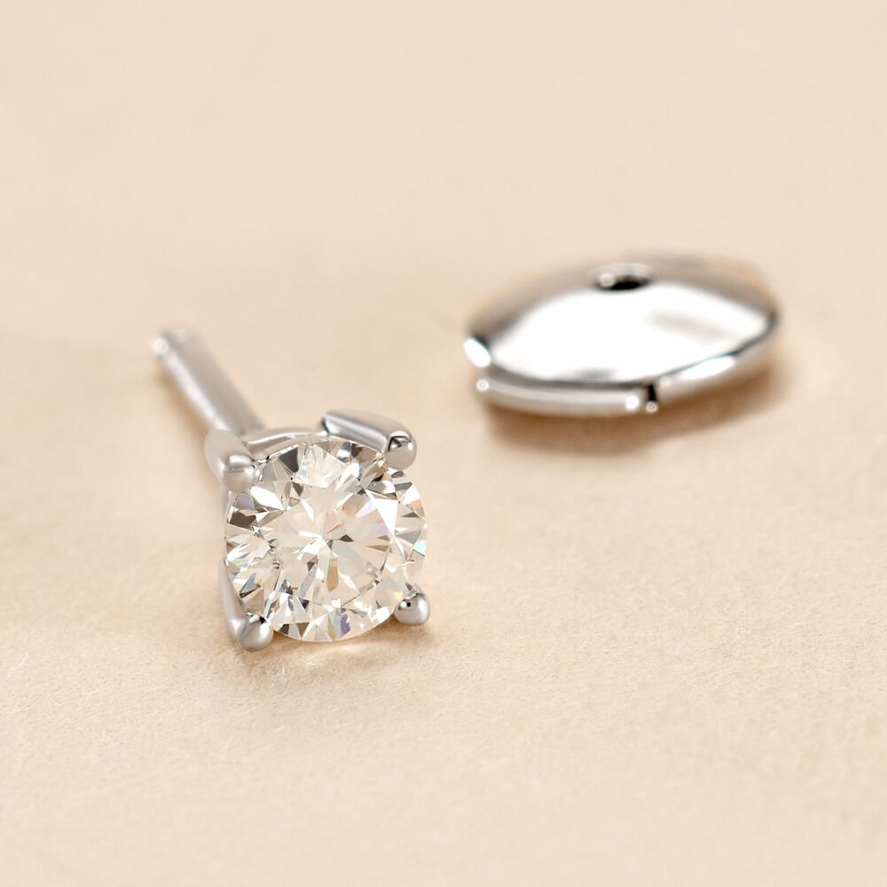 Boucle D'oreille Puce Unitaire Victoria Or Blanc Diamant - Puces Famille | Marc Orian