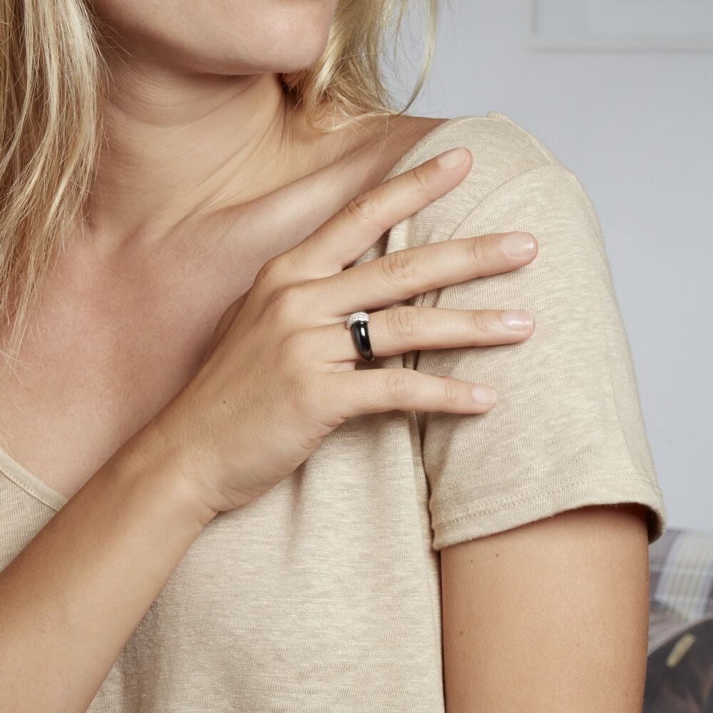 Bague Ostuni Argent Blanc Blanc Céramique Et Oxyde De Zirconium - Bagues avec pierre Femme | Marc Orian
