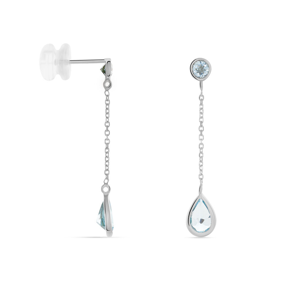 Boucles D'oreilles Pendantes Brenda Or Blanc Topaze - Pendantes Femme | Marc Orian